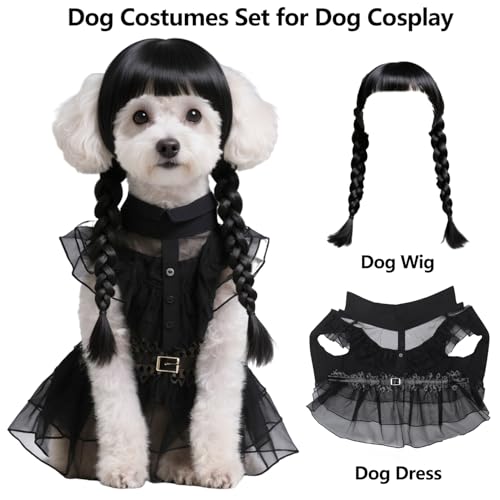 Black Dog Costume with Wig and Belt V247576