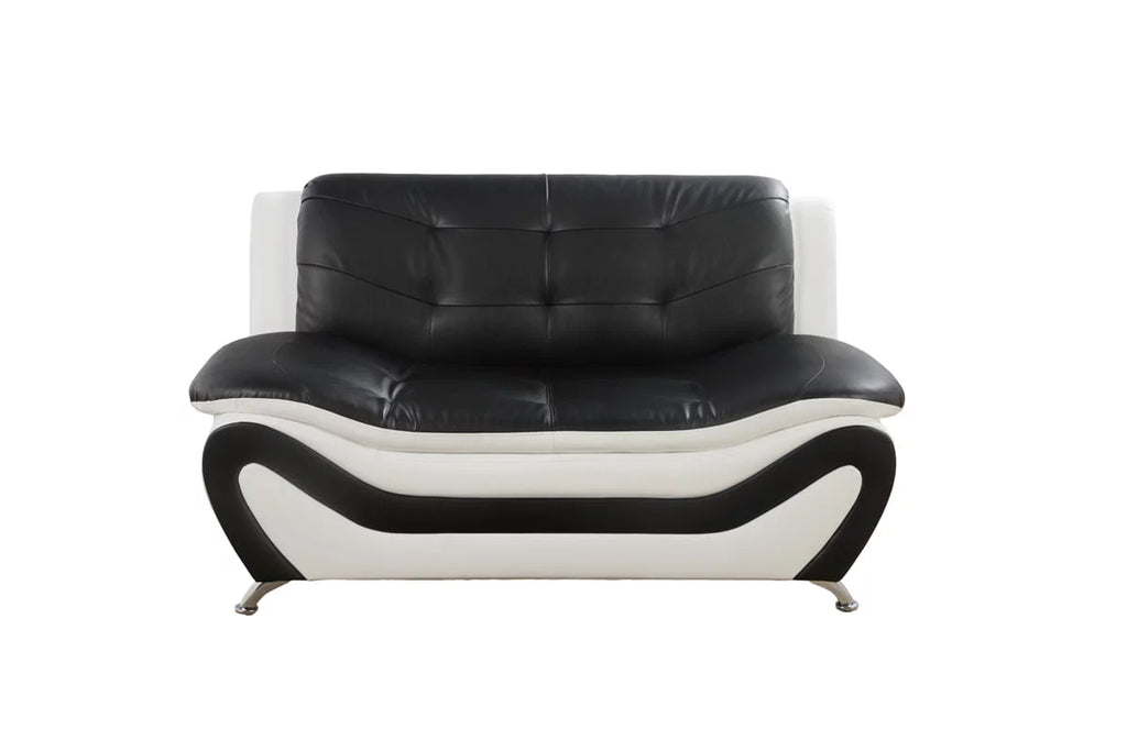 Black & White 2 Piece Faux Leather Sofa Loveseat Set L71111
