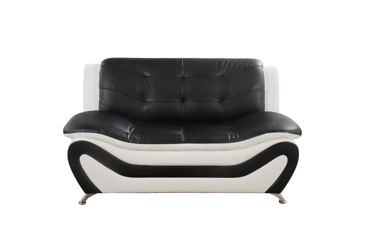 Black & White 2 Piece Faux Leather Sofa Loveseat Set L71111