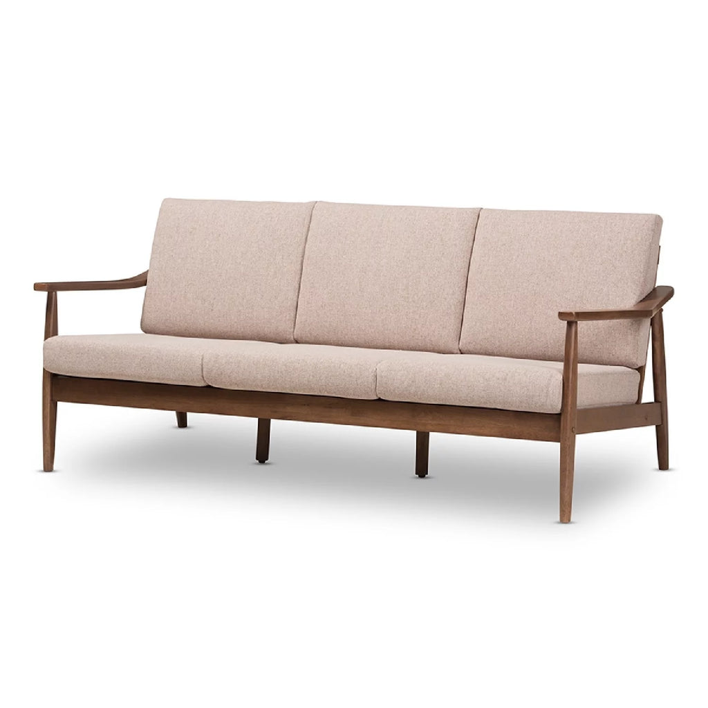 Light Brown Fabric Upholstered 3-Seater Sofa L181636
