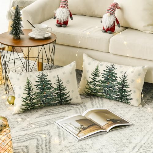 Christmas Trees Snowflake Throw Pillow Covers Set of 2, 18 x 18 Inch Z96684