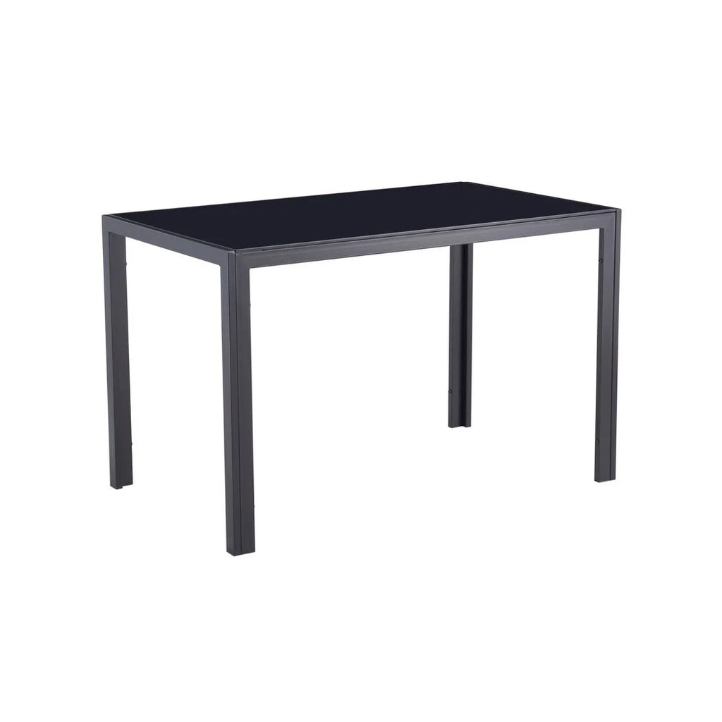Black Metal Tempered Glass Rectangular Dining Table J917682