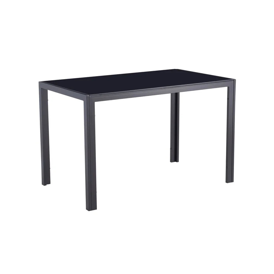 Black Metal Tempered Glass Rectangular Dining Table J917682