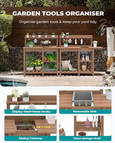 Black HDPE Potting Bench with Sink V284619