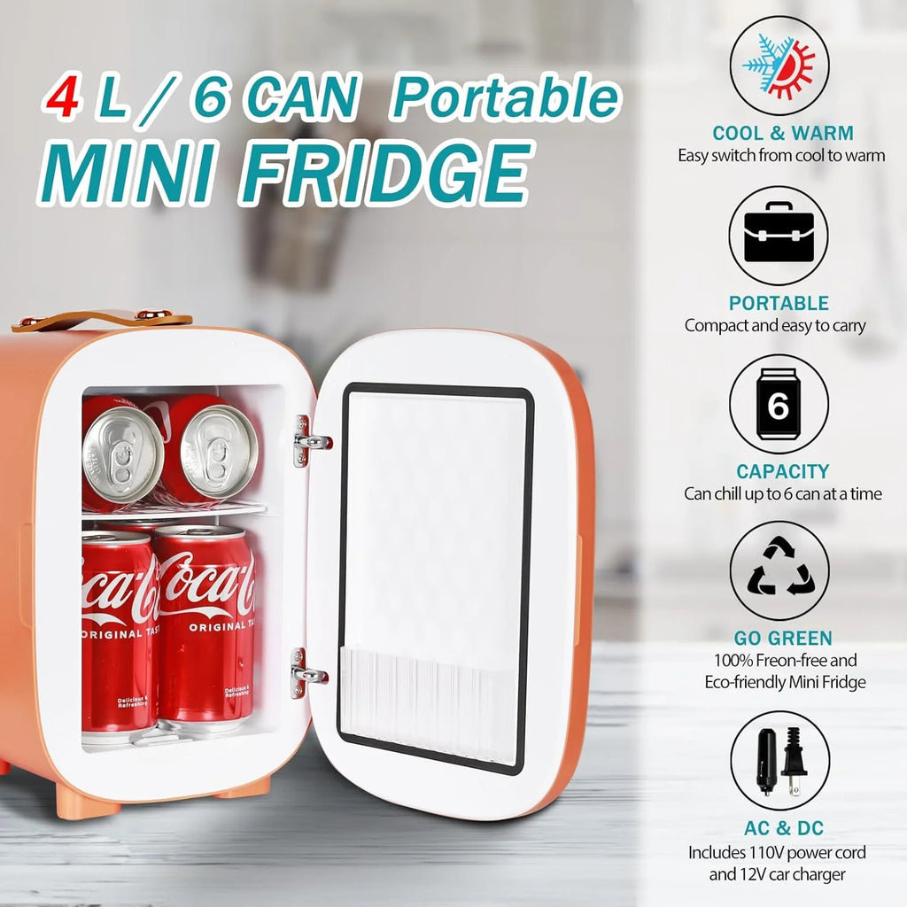 Portable Mini Fridge 6-can Mini Refrigerator N834