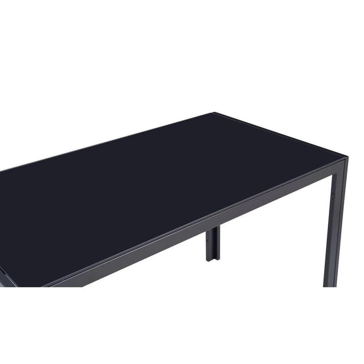 Black Metal Tempered Glass Rectangular Dining Table J917682