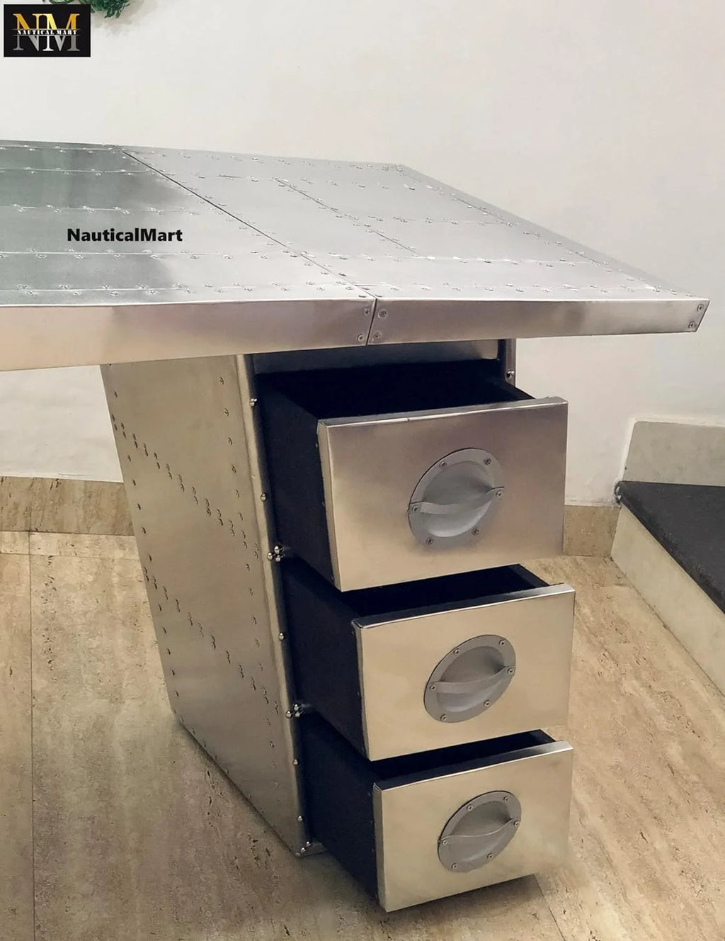 Aluminium Desk with Three Drawer 60 Inches C248171