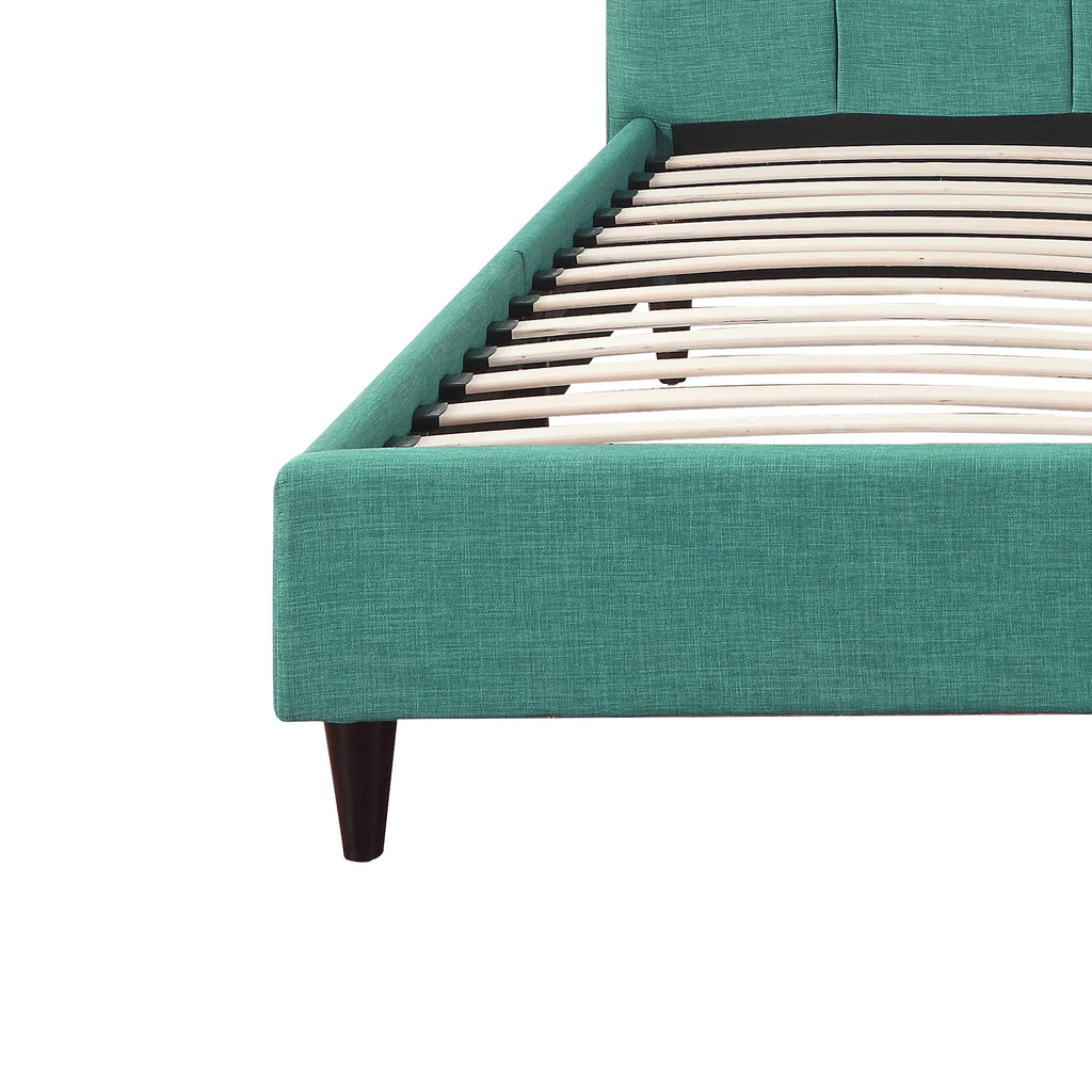 Blue California King Upholstered Platform Bed with Wooden Slats G86405