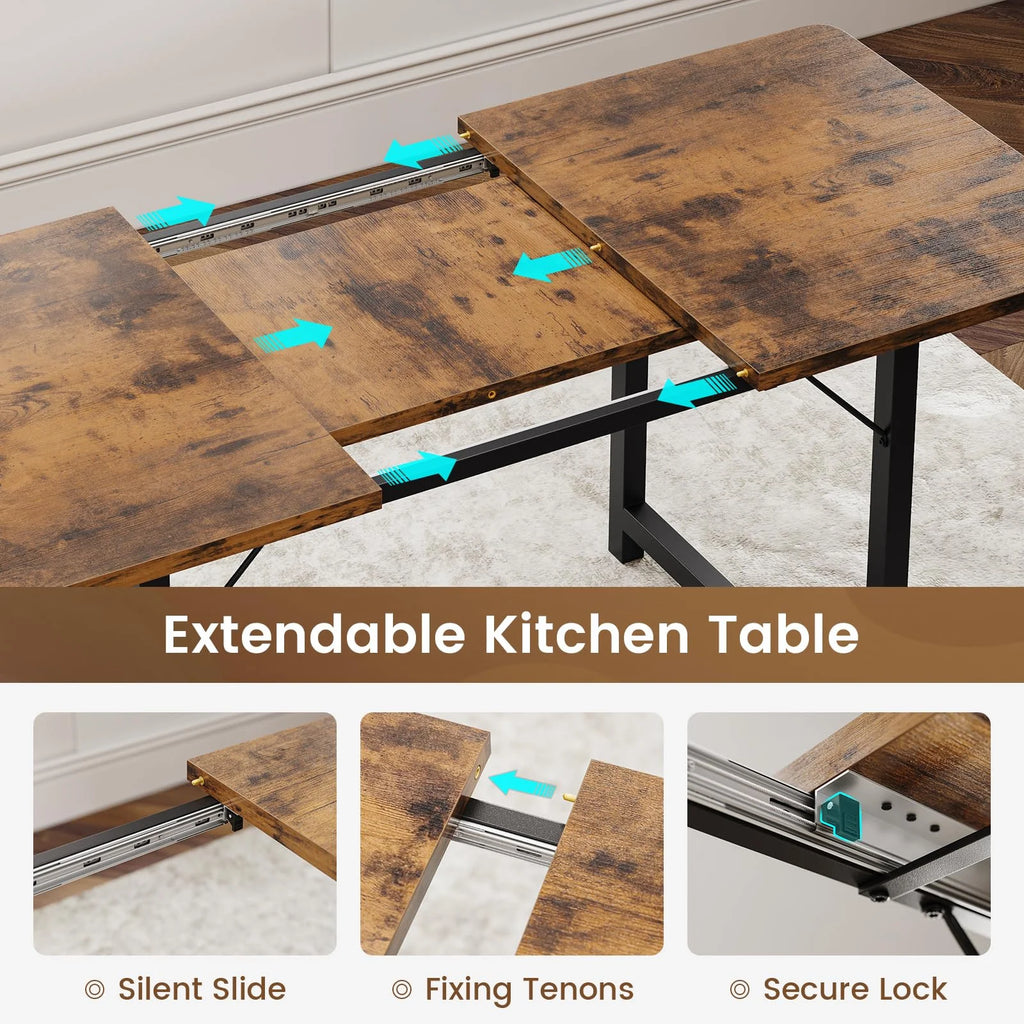 63" Extendable Dining Table Set with Stools I197
