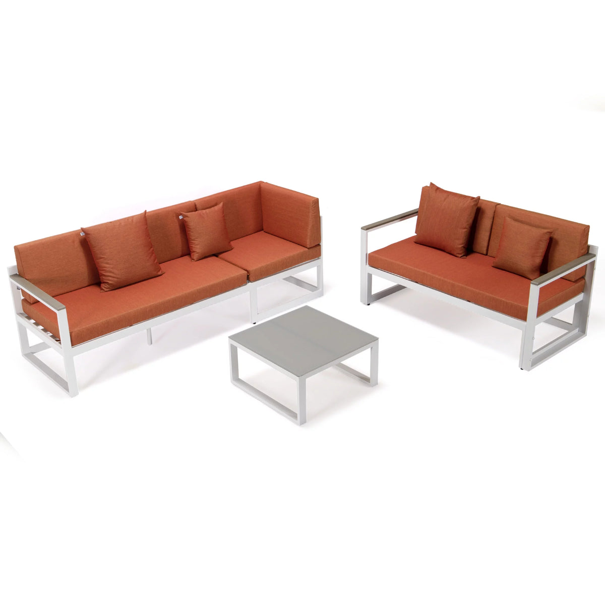 White Sectional With Adjustable Headrest & Coffee Table With Cushions W7790