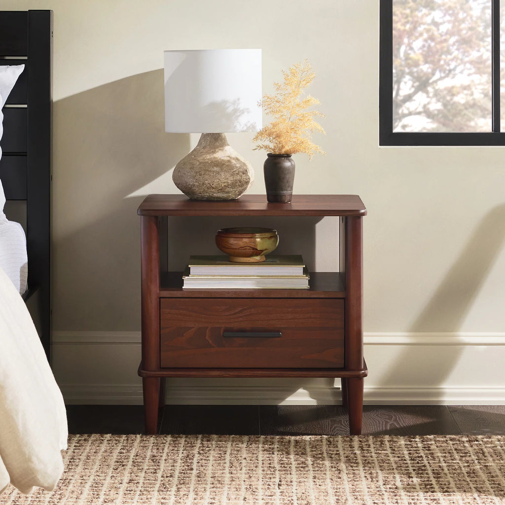 Walnut 1-Drawer Nightstand O3792