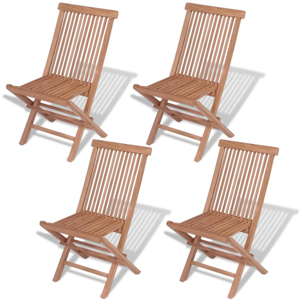 4 Piece Folding Teak Wood Dining Chairs T65396